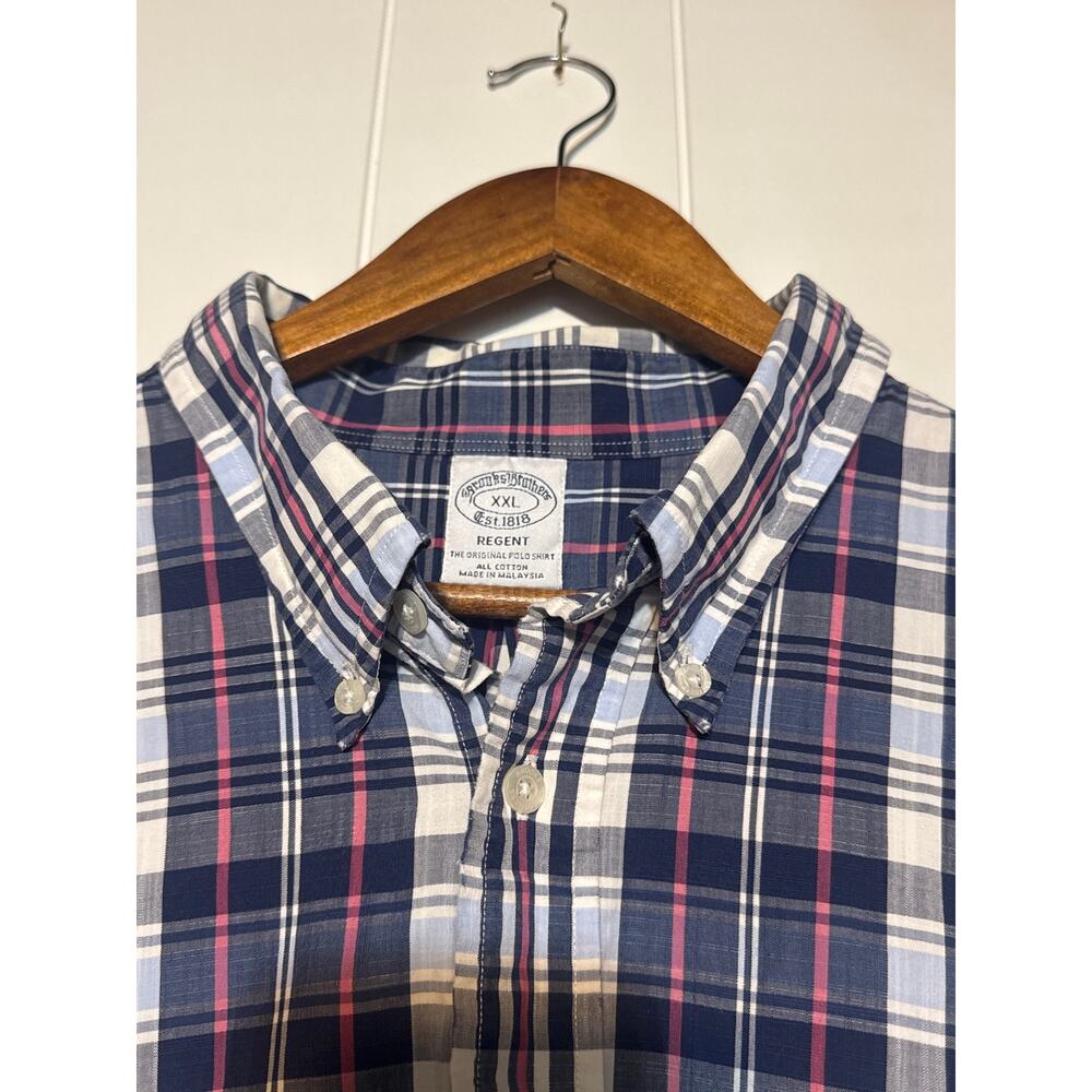 Brooks Brothers Regent Shirt XXL Blue Pink Plaid Cotton Button Down Mens